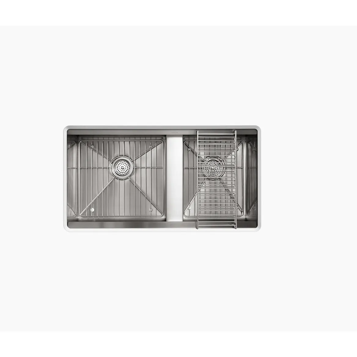 LAVATRASTOS SUBMONTAR,  8 DEGREE INOX RECTANGULAR DOS FOSAS CON REJILLA