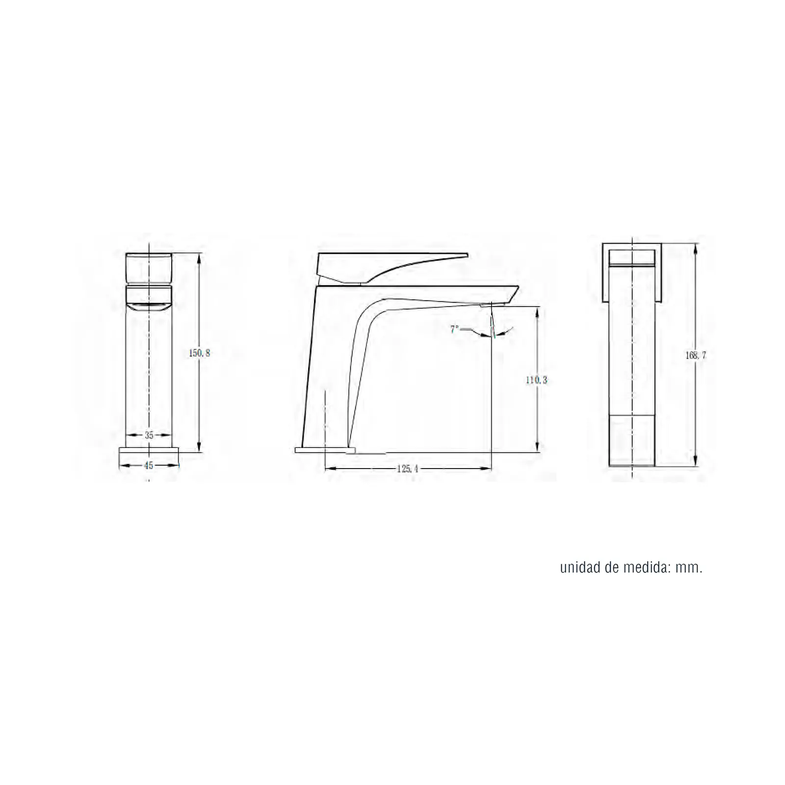 GRIFO LAVABO KUBIKA ROSE GOLD CAÑO BAJO MONOMANDO S/DESAGUE