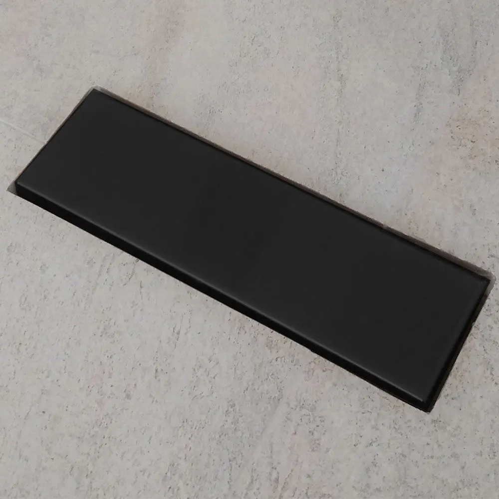 TINY NEGRO MATE DESAGUE PERIMETRAL CON TAPA INOX RECTANGULAR 250 MM 2922