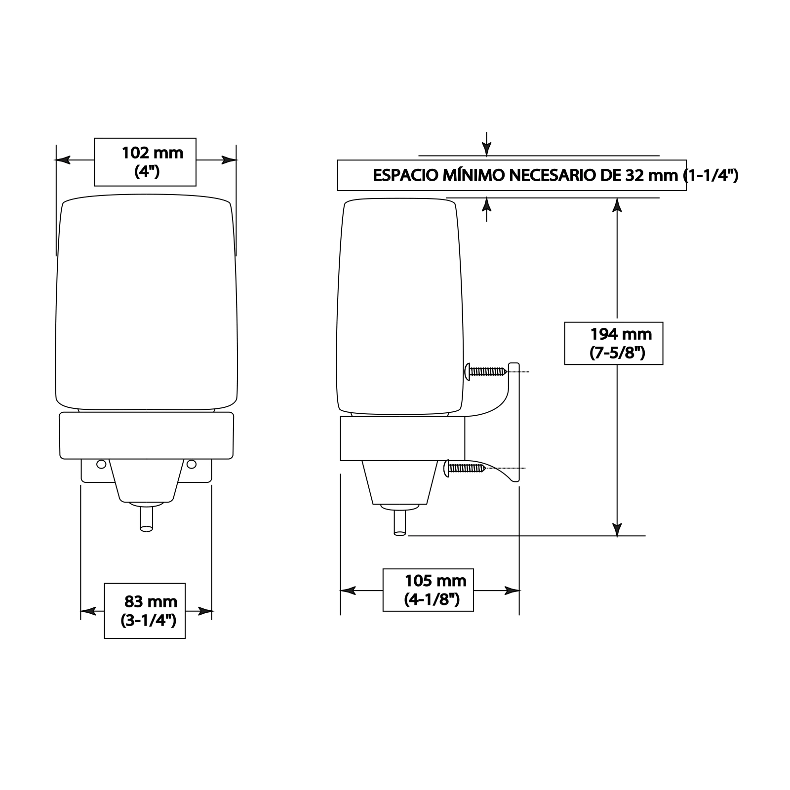 DIPSENSADOR DE JABON LIQUIDO DE PUSH A PARED