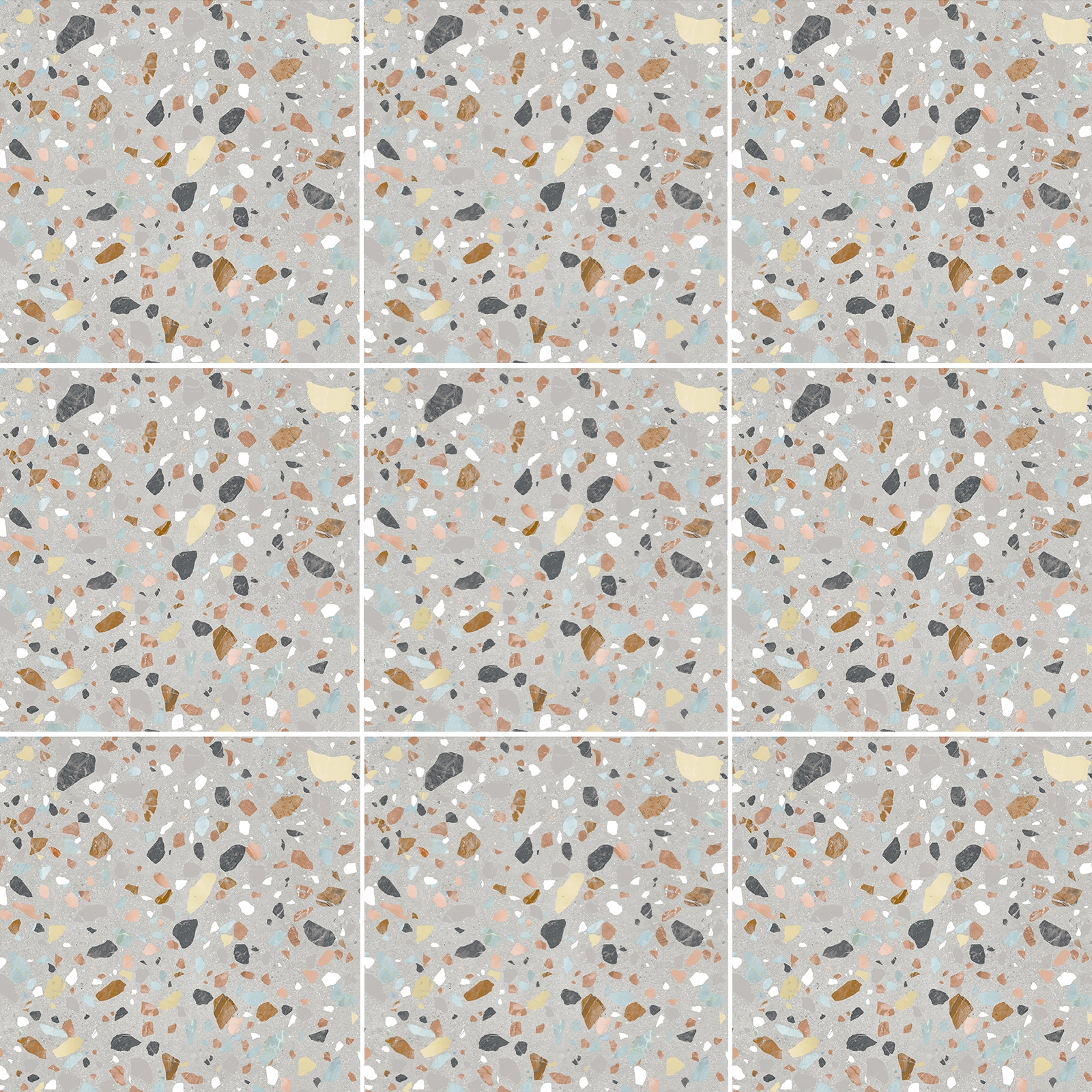ORBIT TERRAZO LIGHT GREY MATE RECT.  60 X 60