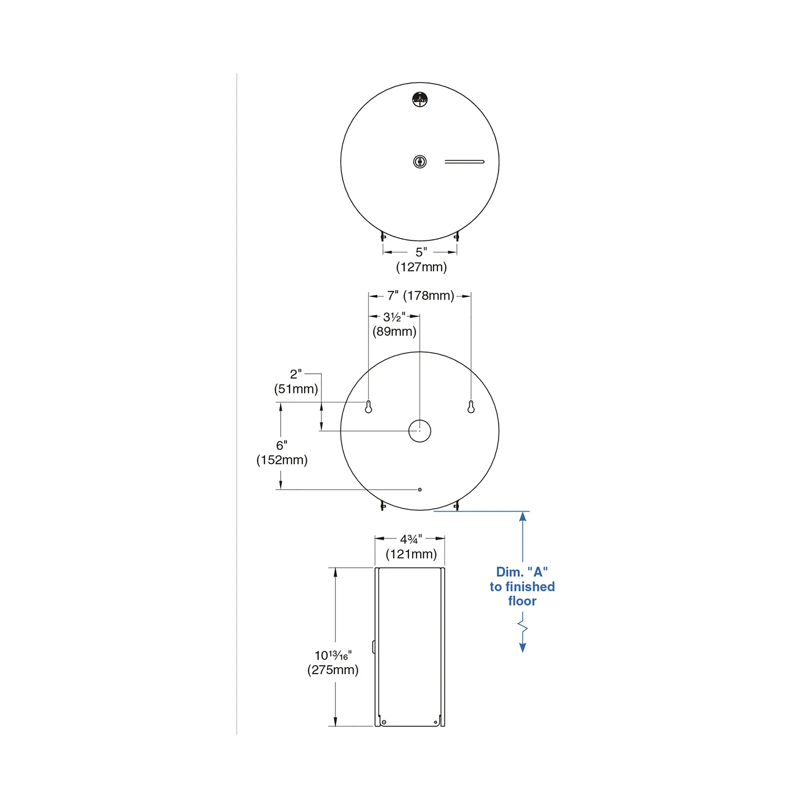 DISPENSADOR DE PAPEL DE ROLLO DE ACERO INOX A PARED