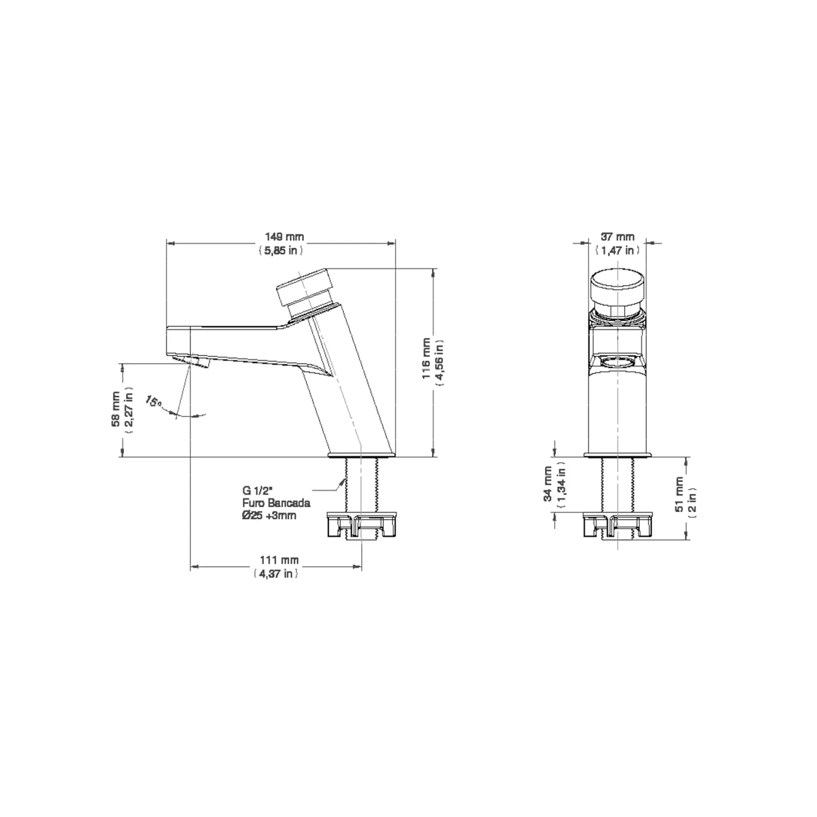 GRIFO PRESSMATIC JOIN CROMO INSTITUCIONAL PUSH ANTIBACTERIAL