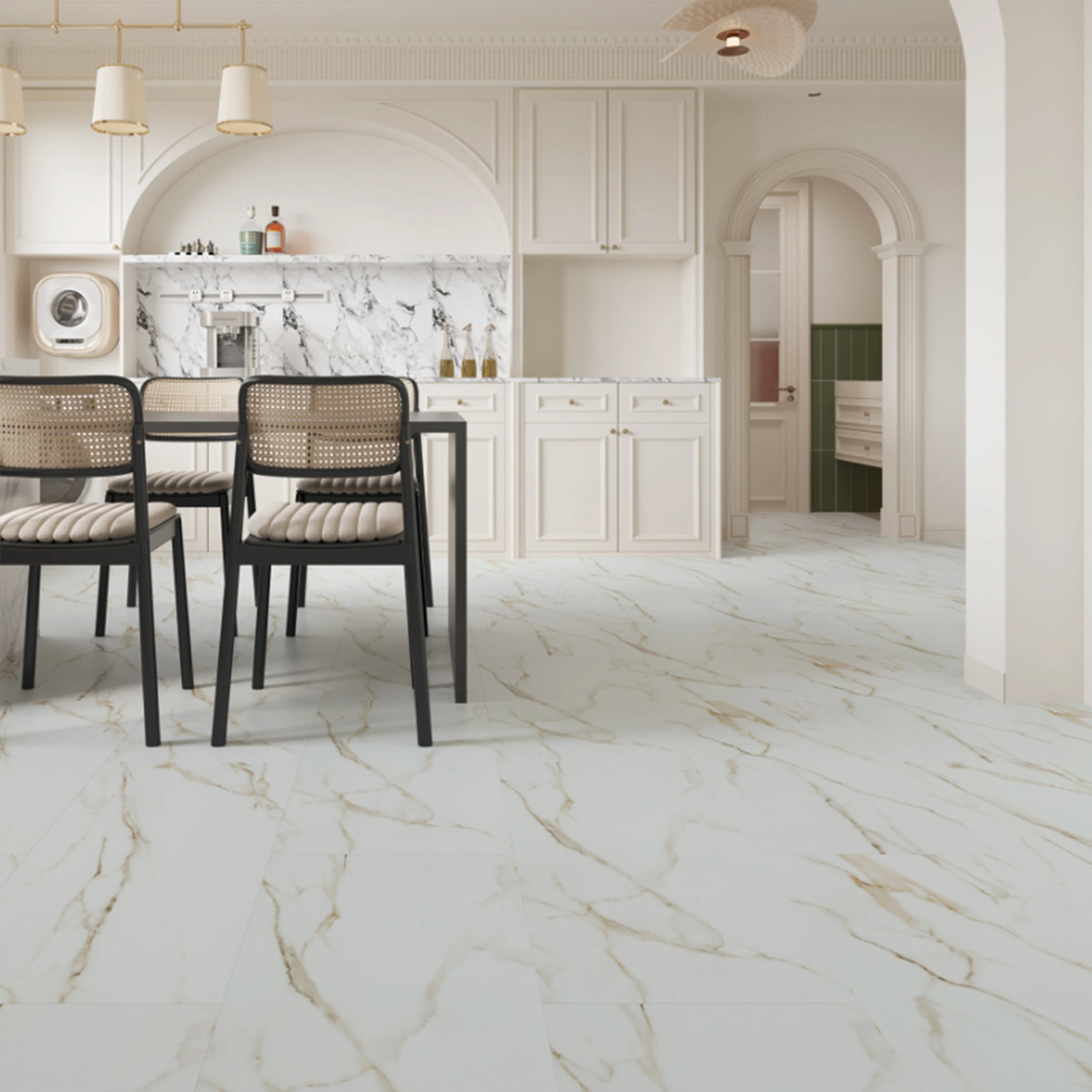 PISO VINILICO SPC MARMOL GOLDEN CALACATTA 470X900 MM