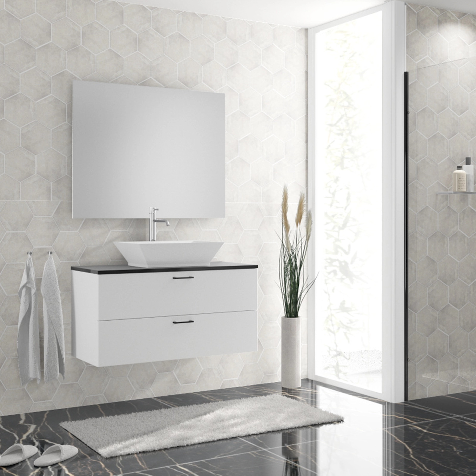 STORM WHITE HEXA NAT BOLD RECT 20 X 20