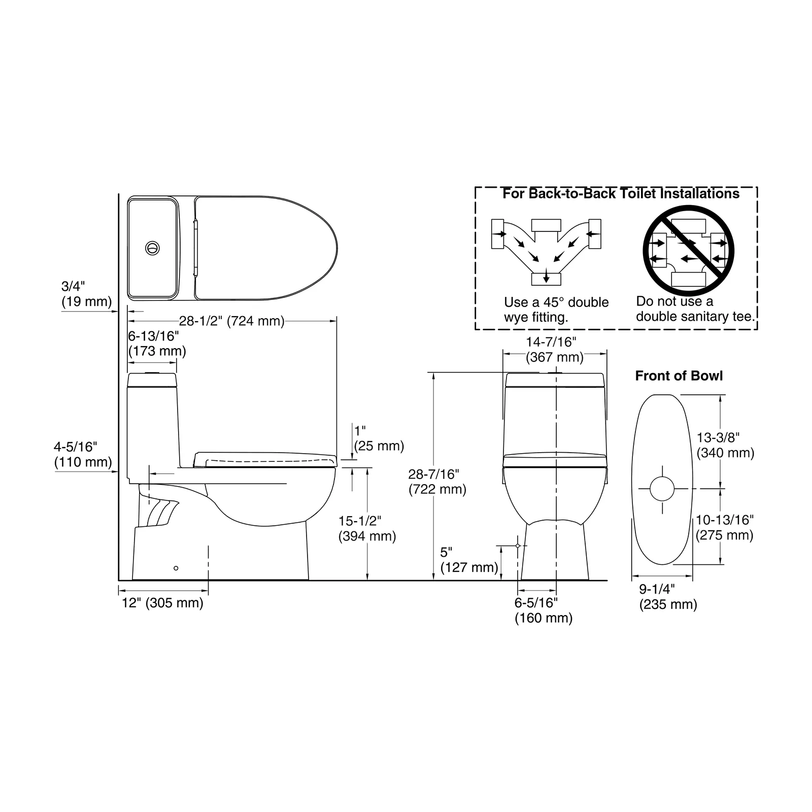 INODORO ONE PIECE CON ASIENTO ELONGADO CIERRE LENTO Y DOBLE PUSH REACH