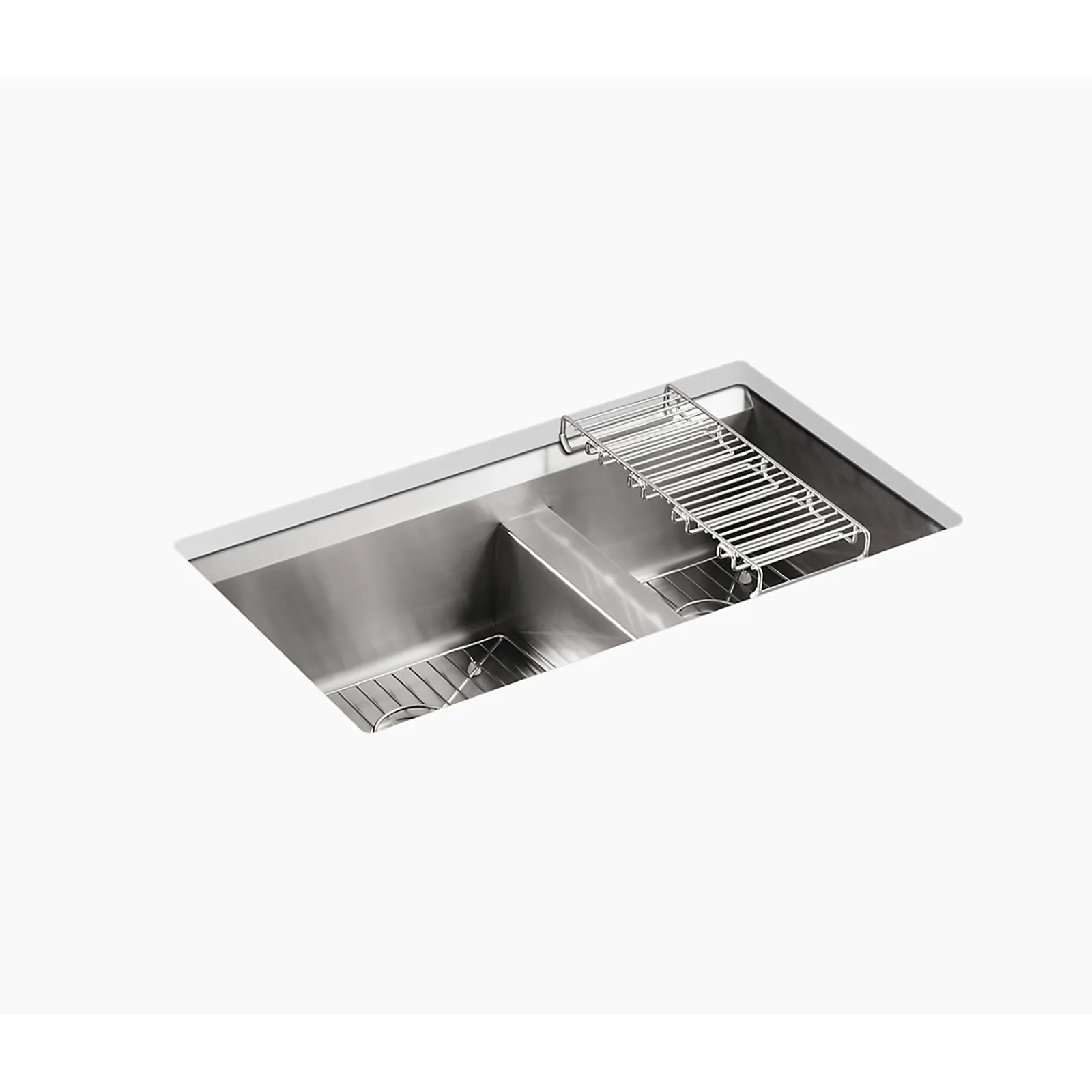 LAVATRASTOS SUBMONTAR,  8 DEGREE INOX RECTANGULAR DOS FOSAS CON REJILLA