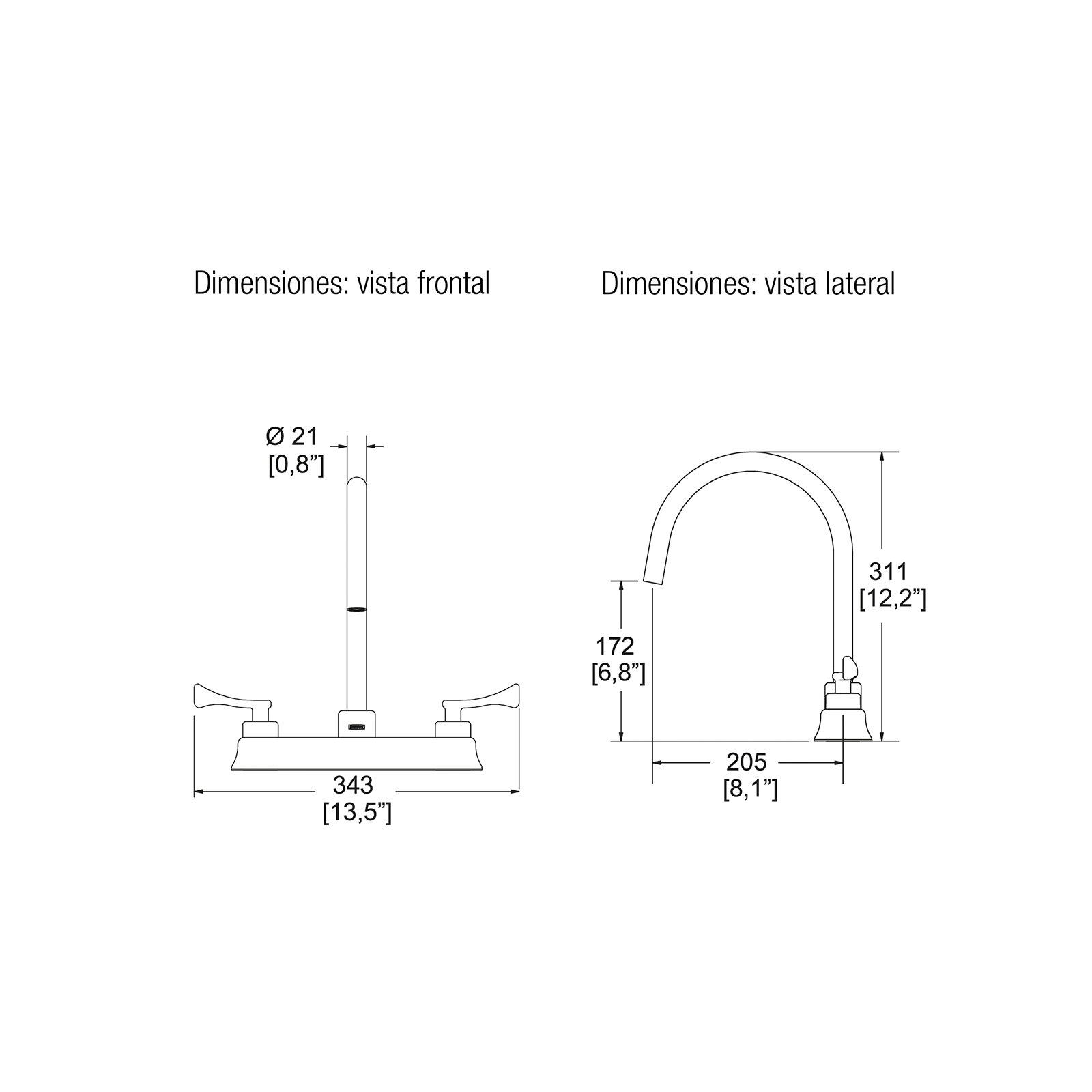 GRIFO DE COCINA BIMANDO CUELLO DE GANSO ALBATROS