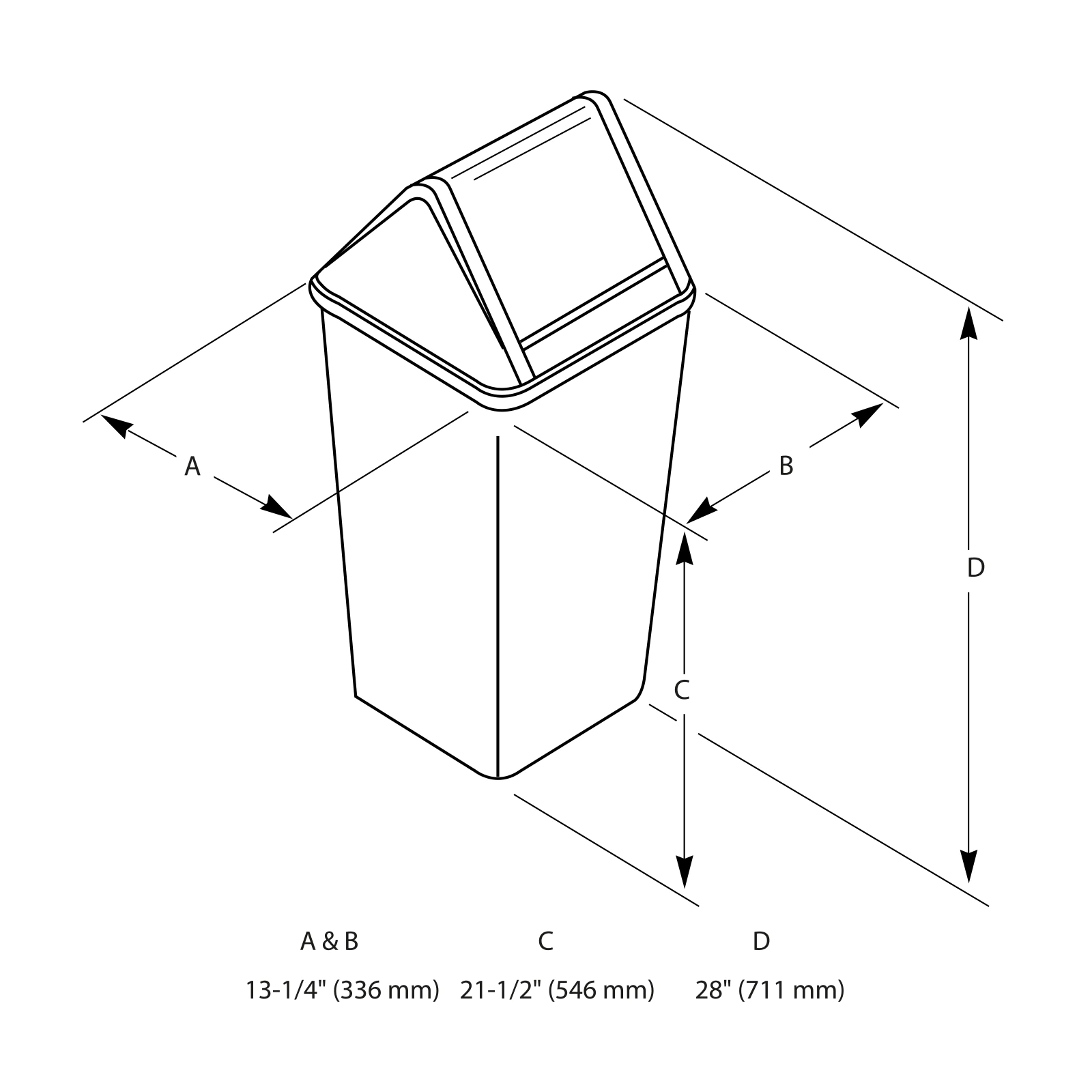 BASURERO DE ACERO INOX CON TAPADERA CON CAPACIDAD 49LTS