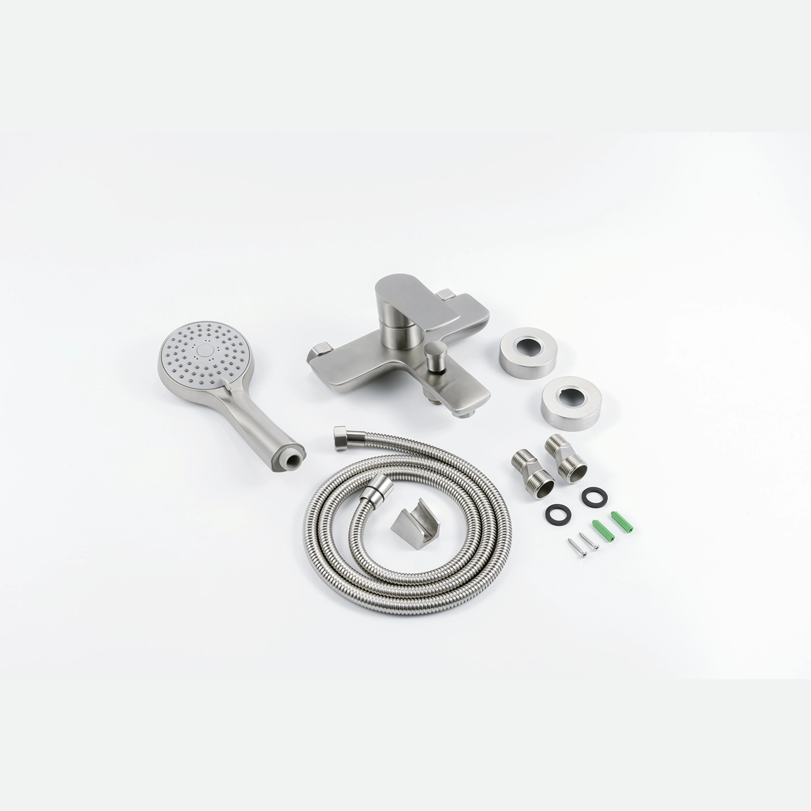 CITY INOX SATIN GRIF DUCHA MEZCLADORA MONOMANDO EXPUESTA CON BARRA, MANGUERA Y TEL IN-H8024