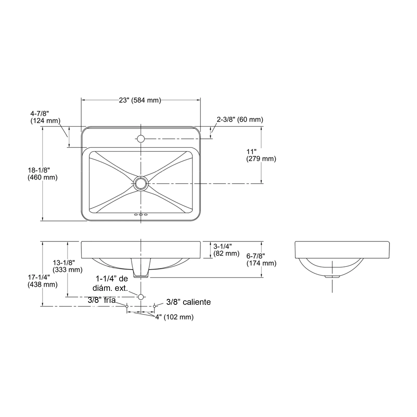 LAVAMANOS BOWL RECTANGULAR VOX