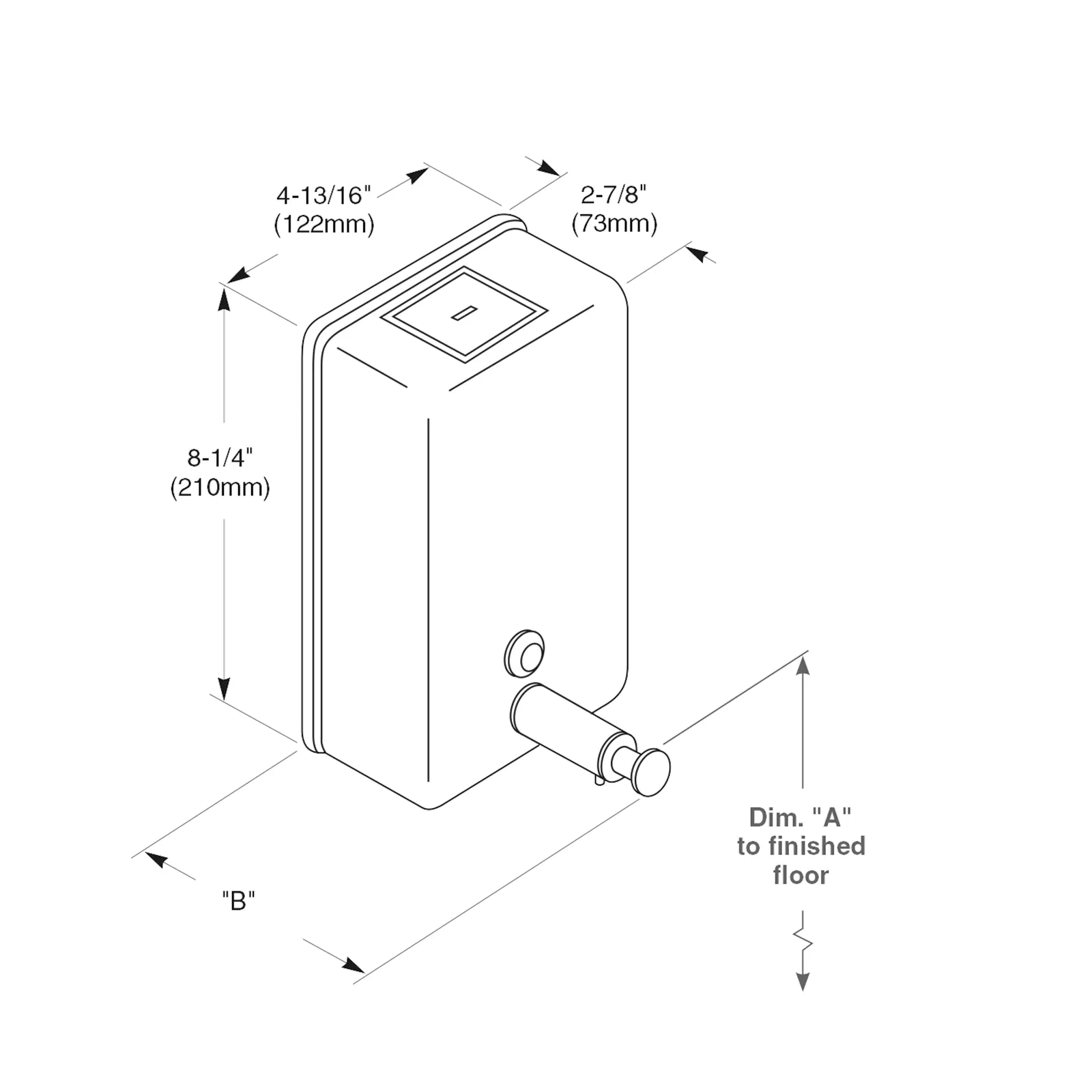 DISPENSADOR DE JABON LIQUIDO DE PUSH A PARED VALVULA DE ACERO