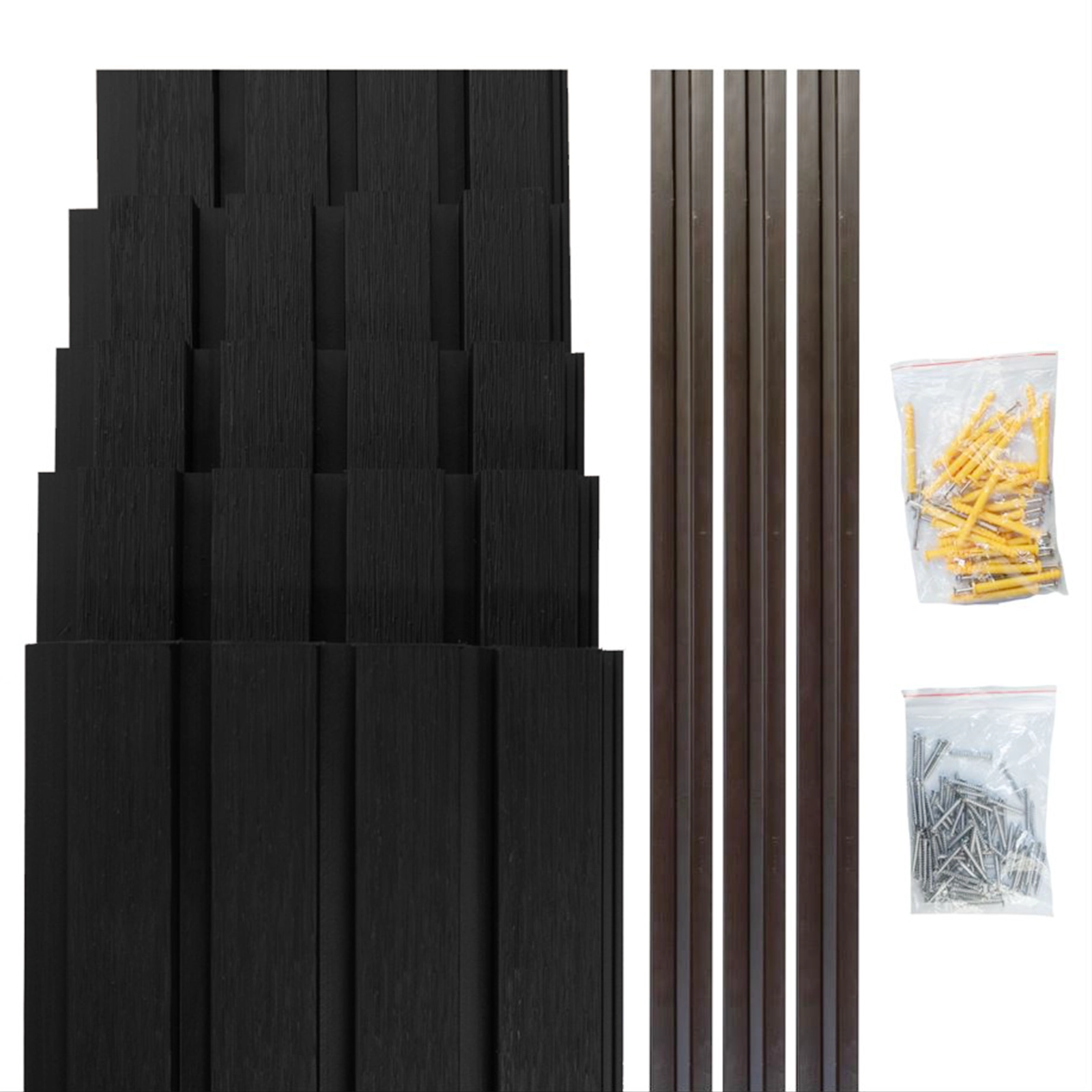 KIT WALL PANEL DUVAR WPC PARA EXTERIOR COLOR NEGRO
