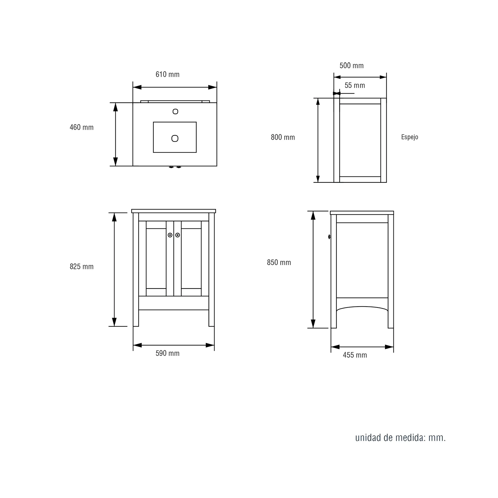 ALEXIA CAFE OSCURO MUEBLE DE BAÑO CON LAVAMANOS Y ESPEJO