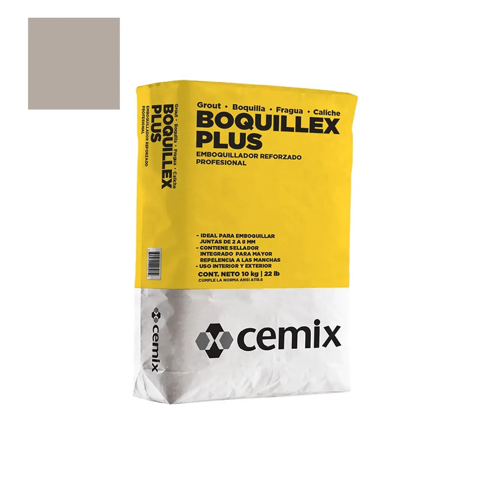 BOQUILLEX PLUS GRIS PERLA CON ARENA SACO 10KG