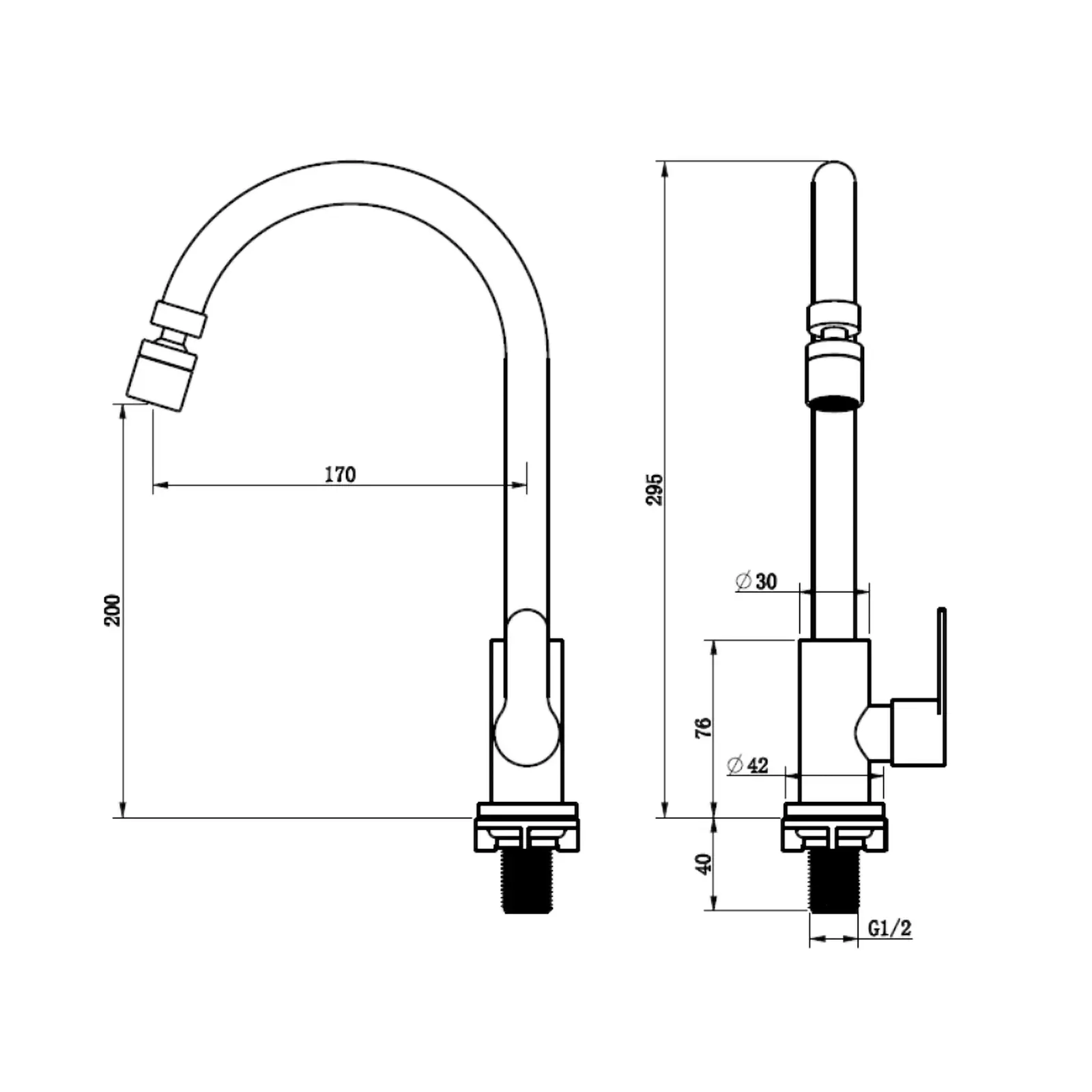 GRIFO DE COCINA AGUA FRIA CUELLO DE GANSO HOME