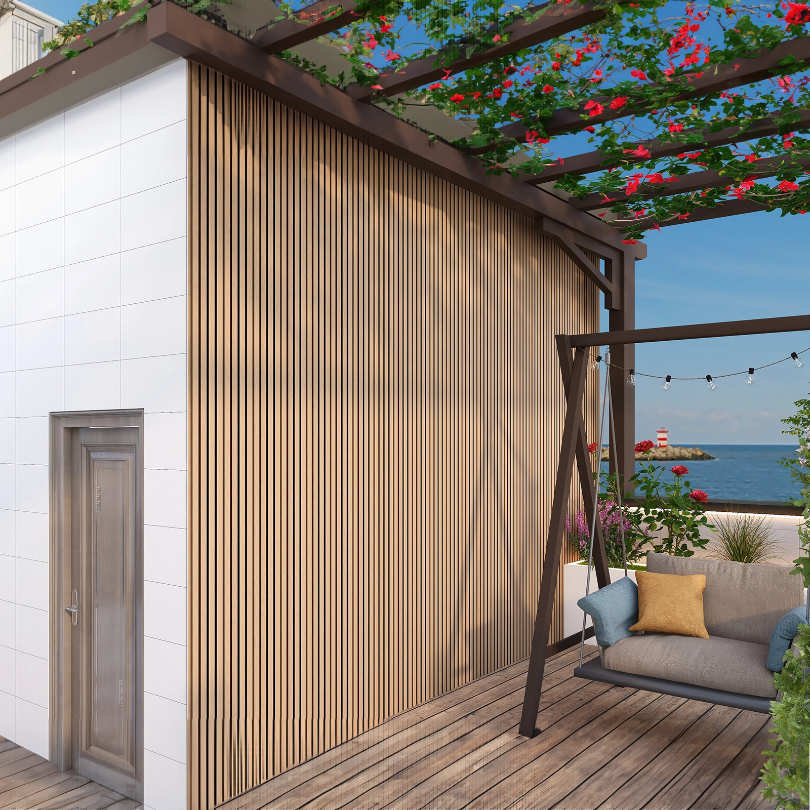 KIT WALL PANEL DUVAR WPC PARA EXTERIOR COLOR MAPLE