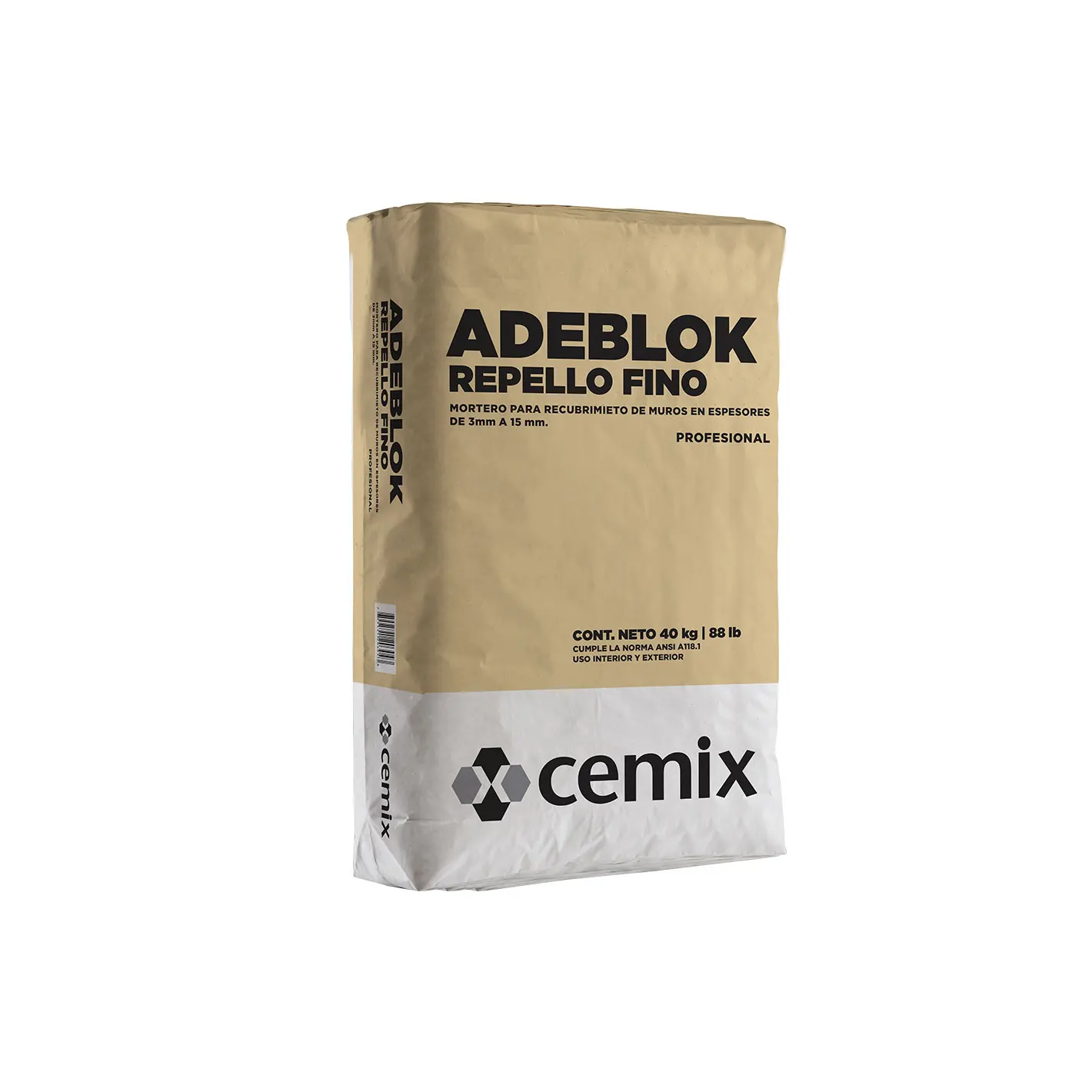 CEMIX ADEBLOCK REPELLO FINO GRIS SACO 40KG