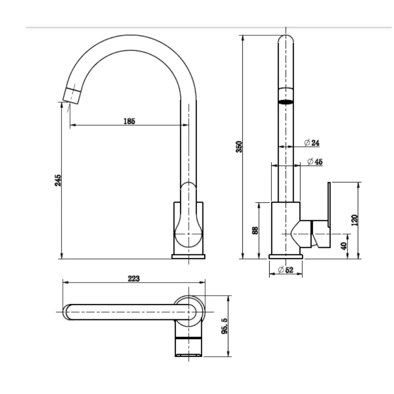 GRIFO DE COCINA MEZCLADOR MONOMANDO CUELLO GANSO HOME