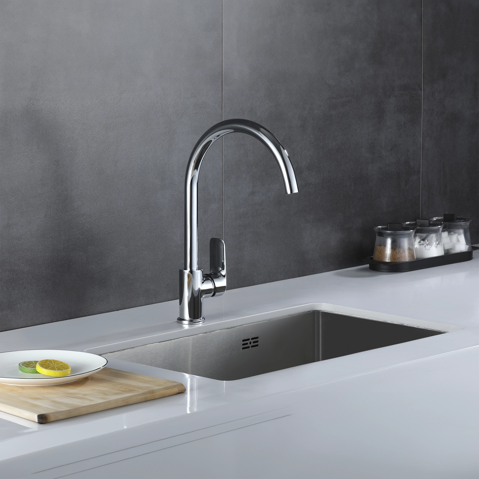 GRIFO DE COCINA MEZCLADOR MONOMANDO CUELLO DE GANSO URBAN