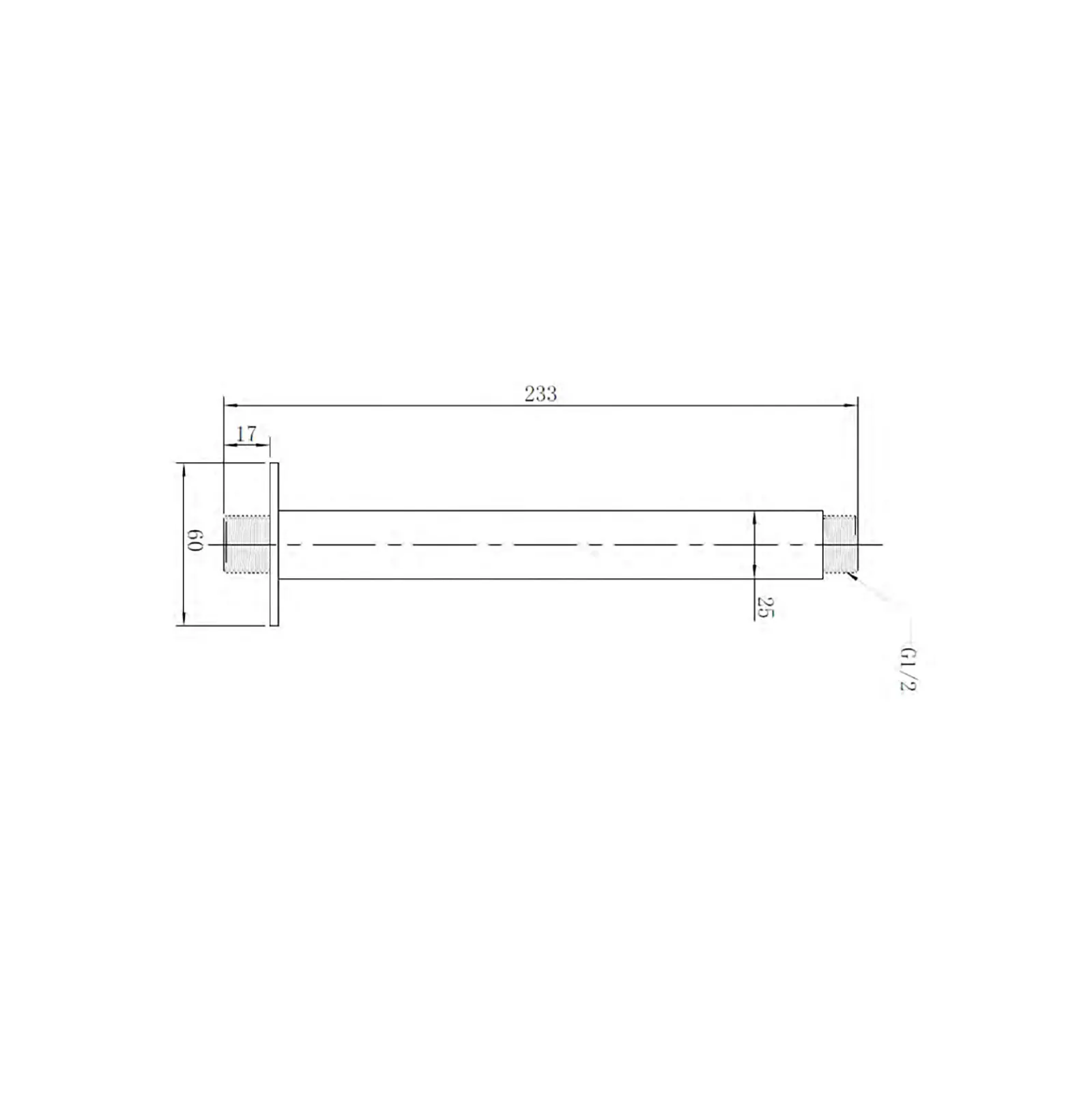 KUBIKA NEGRO MATE GRIFO DUCHA BRAZO CUADRADO A TECHO 200MM