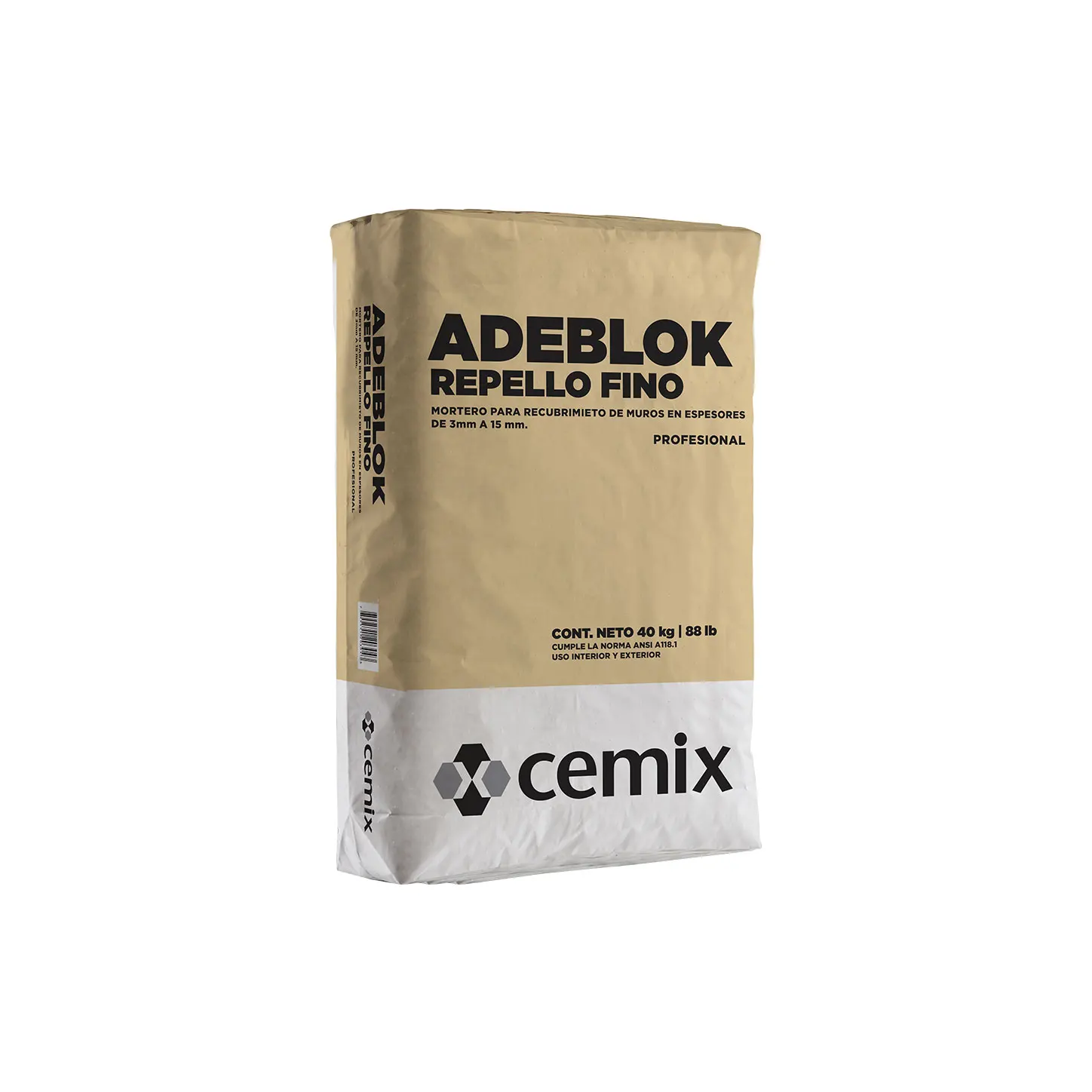 CEMIX ADEBLOCK EXTRAFINO GRIS SACO 40KG