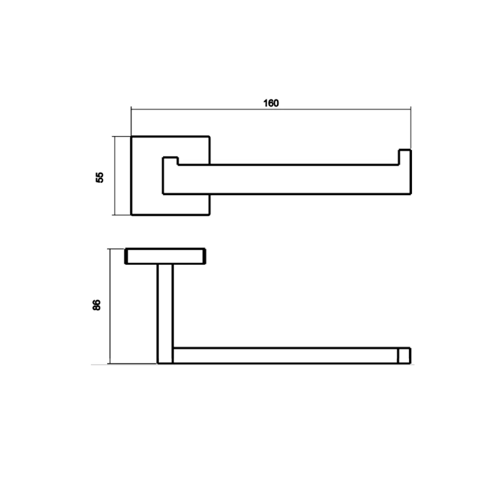 KUBIKA NEGRO MATE ACCESORIOS DE BAÑO PORTAPAPEL HORIZONTAL SIN TAPA