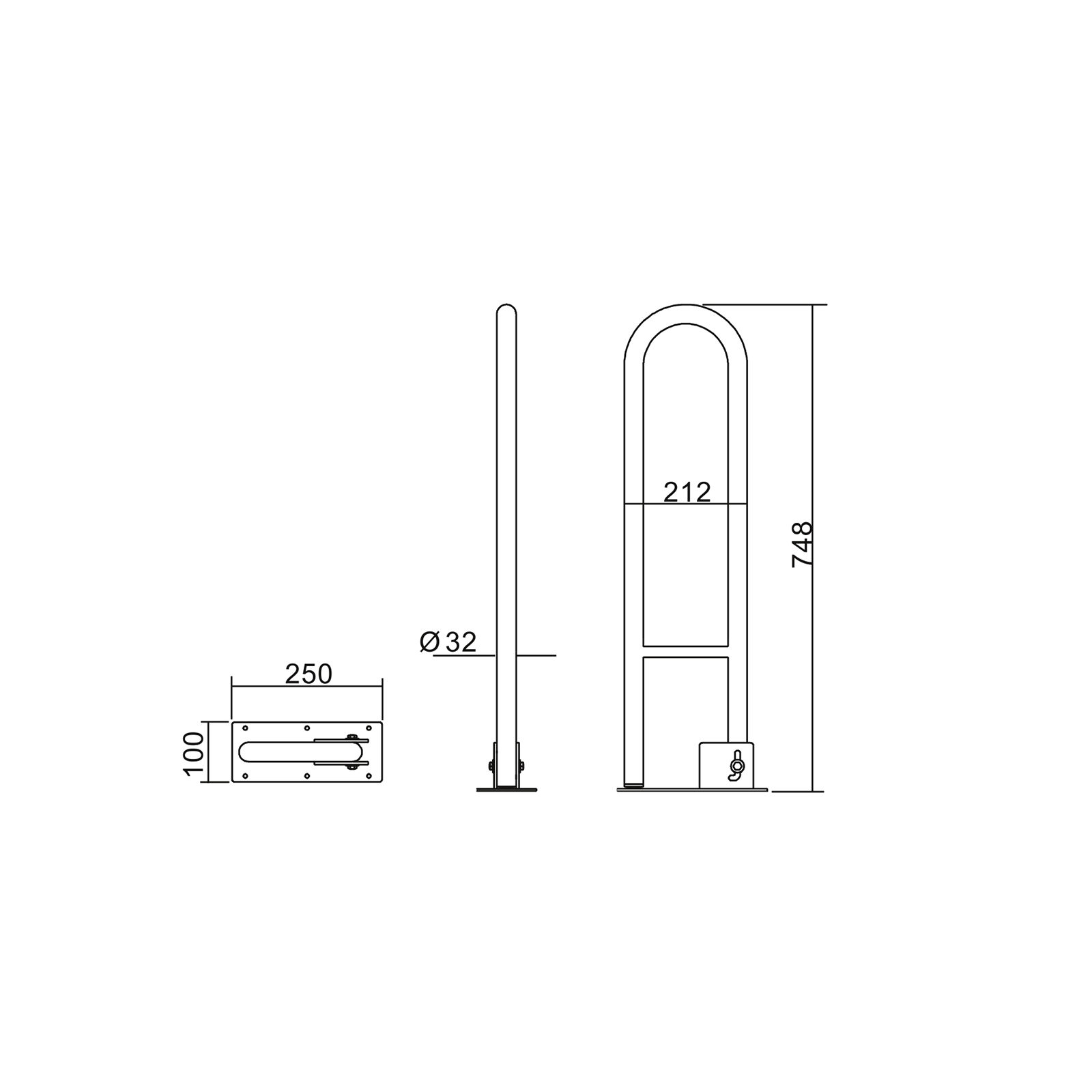BARRA DE APOYO GLOBAL INOX SATIN ELEVABLE 32X748X250 MM