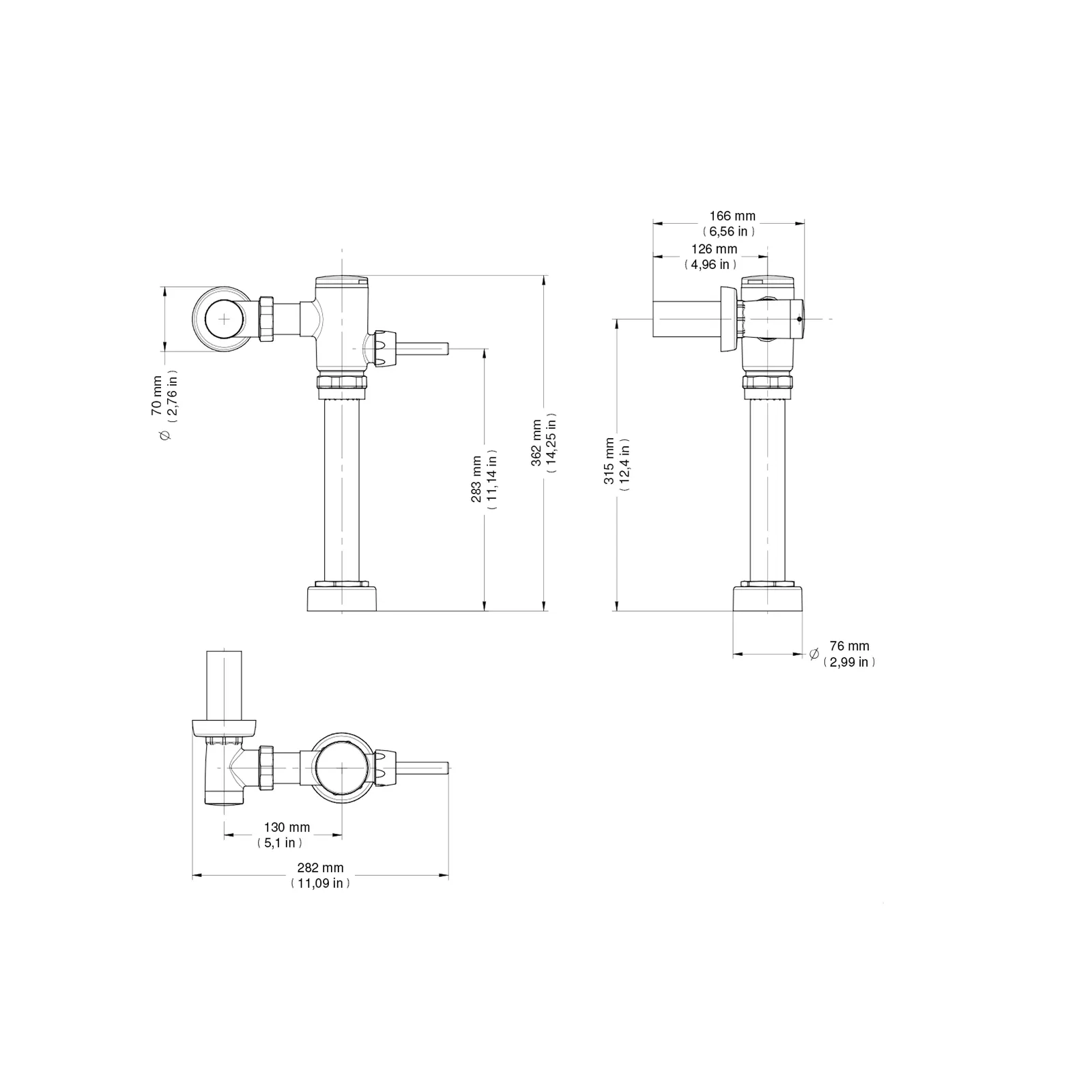 FLUXOMETRO DE PALANCA PARA MINGITORIO 3.8LTS