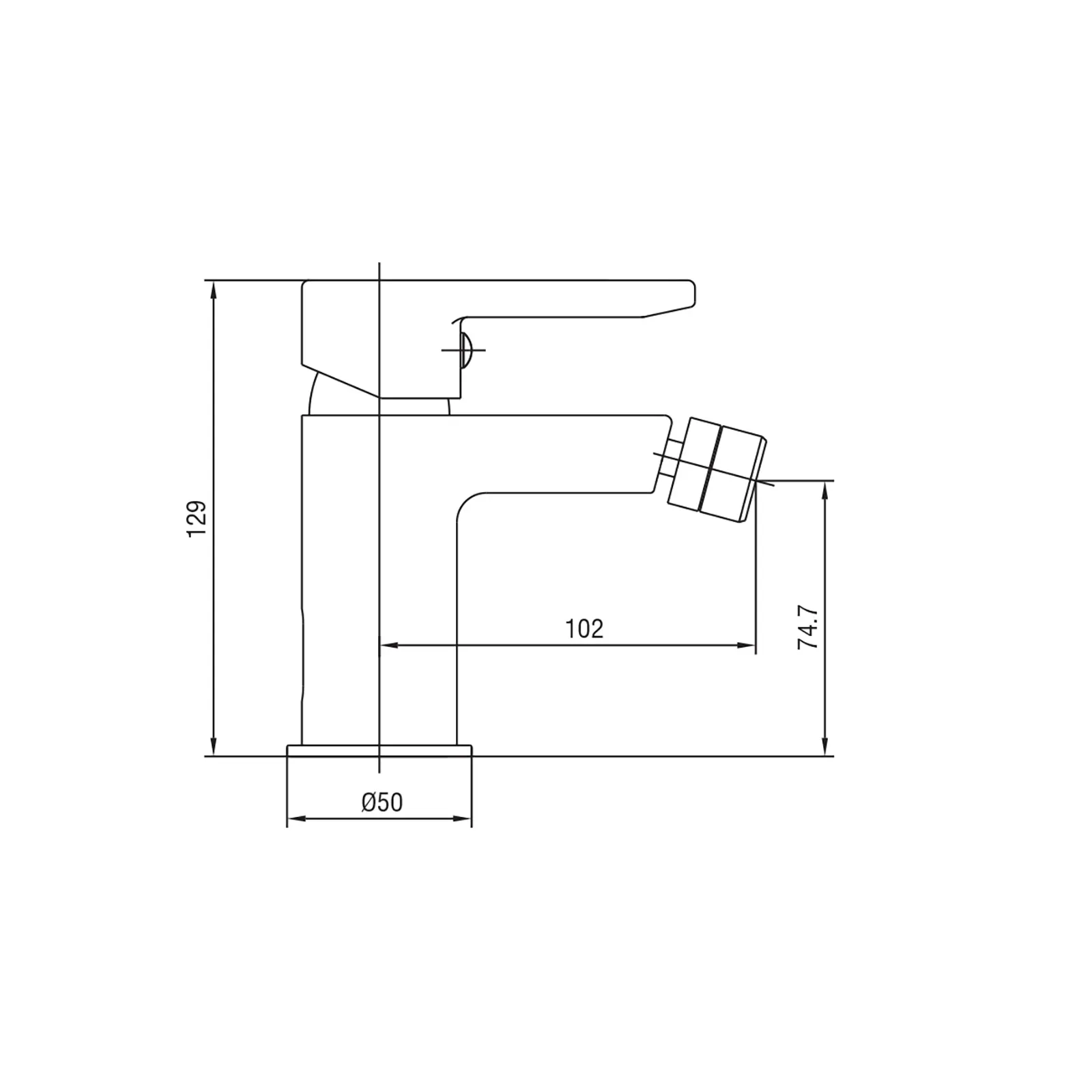 GRIFO DE BIDET MEZCLADOR MONOMANDO SIN DESAGUE TRENTO