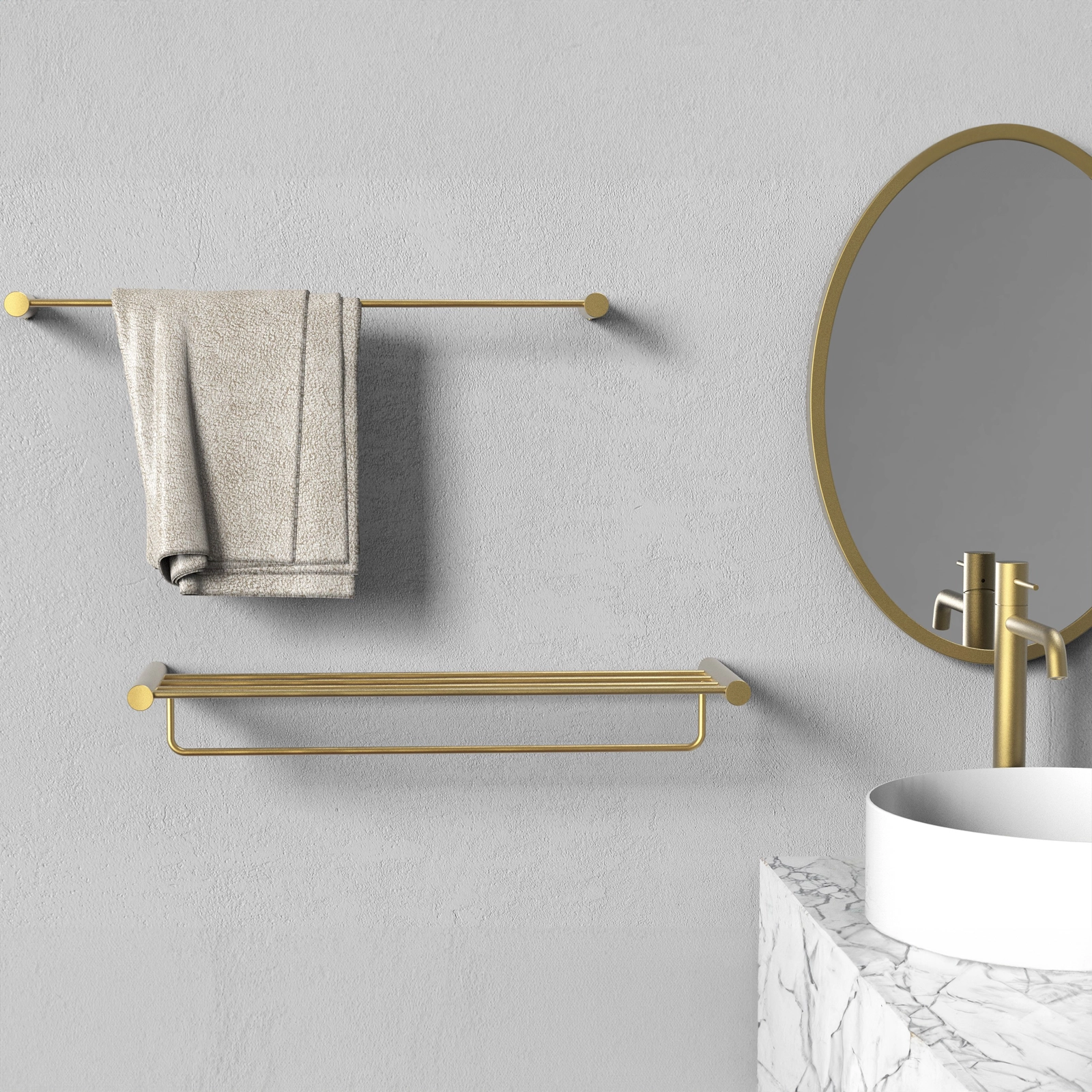 SLIM ORO CEPILLADO ACCESORIOS DE BAÑO TOALLERO BARRA 600 MM