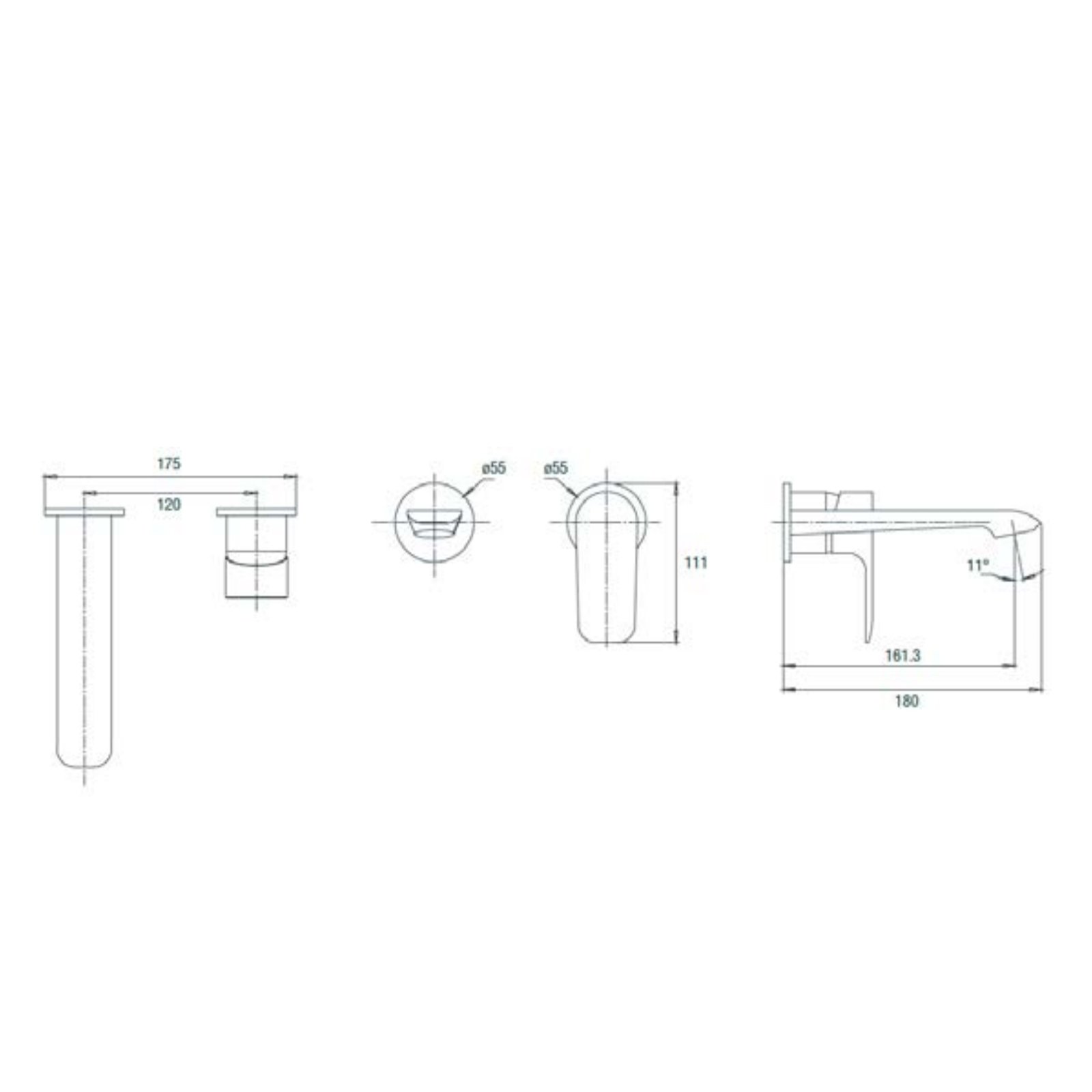 GRIFO LAVABO URBAN CROMO PARED MONOMANDO S/DESAGUE