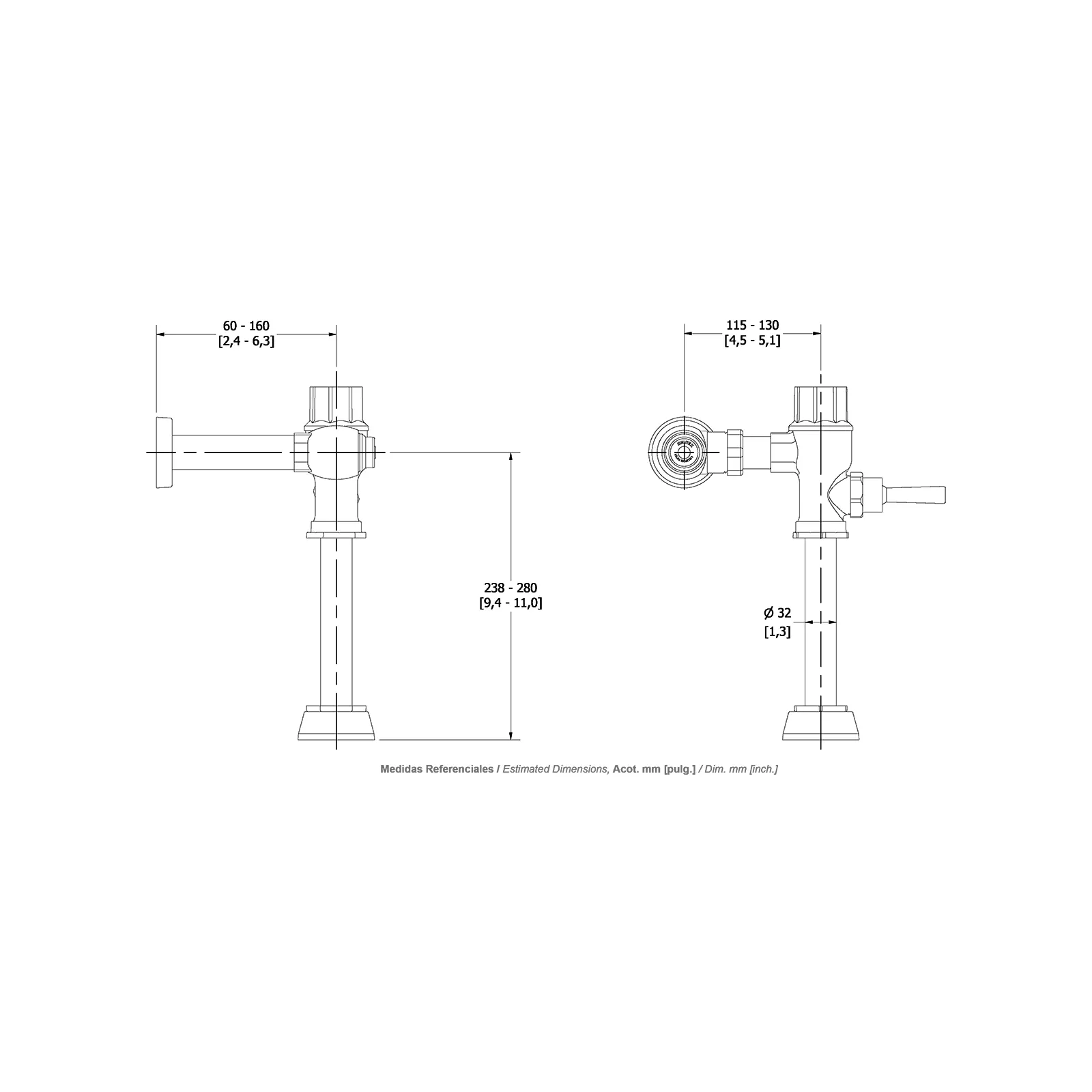 FLUXOMETRO PARA INDORO DE PALANCA 4.8LTS