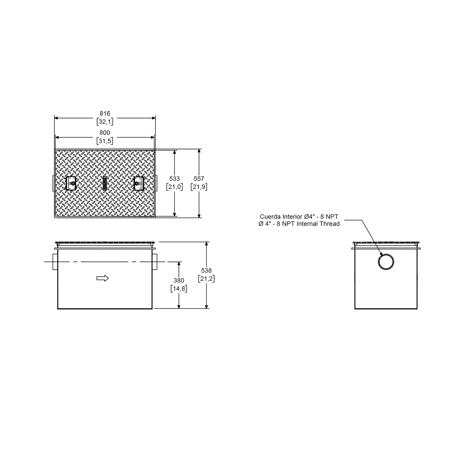 INTERCEPTOR DE GRASA CON CANASTILLA CAPACIDAD 36KG