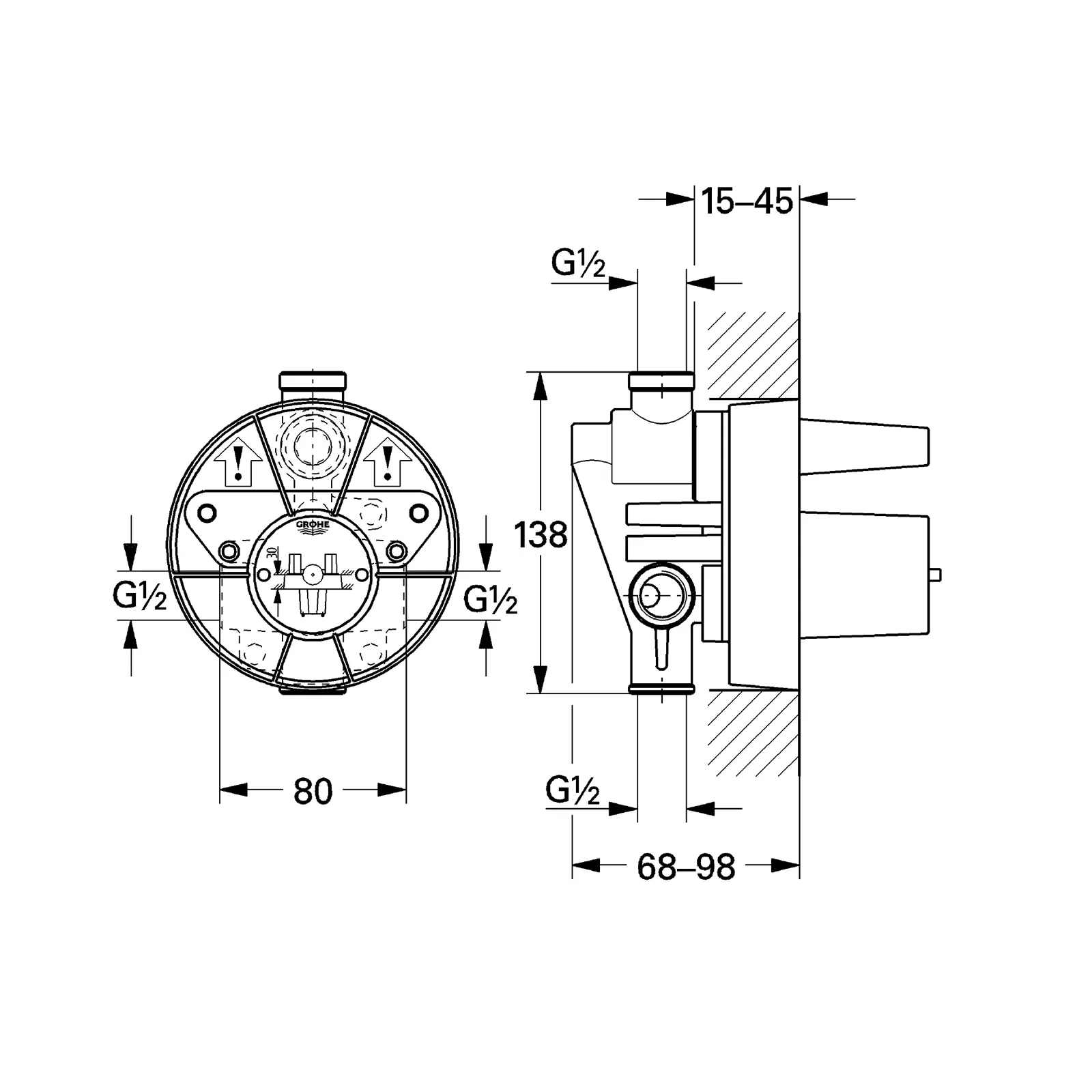 VALVULA  CON DIVERTER PARA TRIM MONOMANDO EMPOTRADO