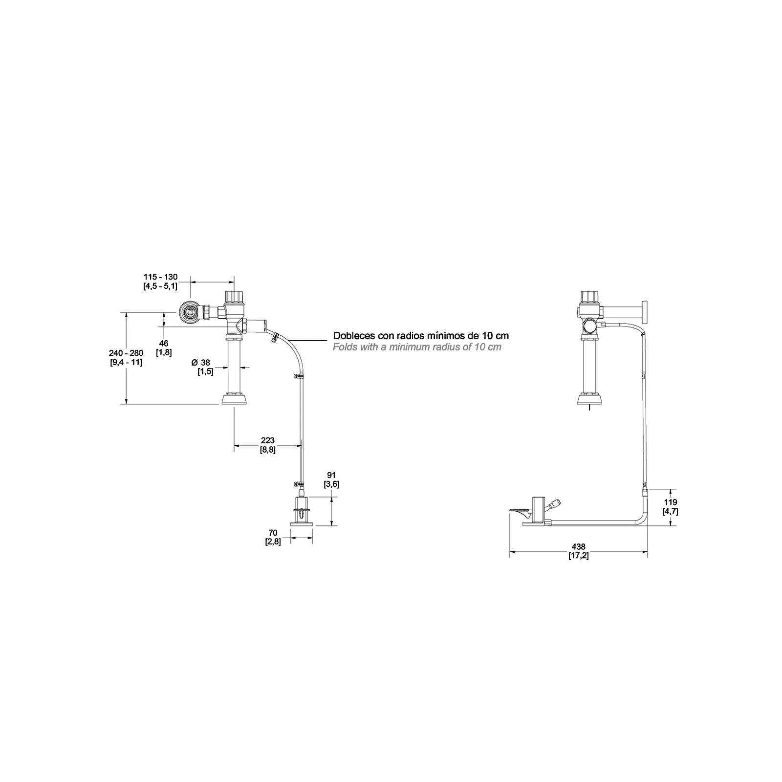 FLUXOMETRO DE PEDAL PARA INODORO 4.8LTS