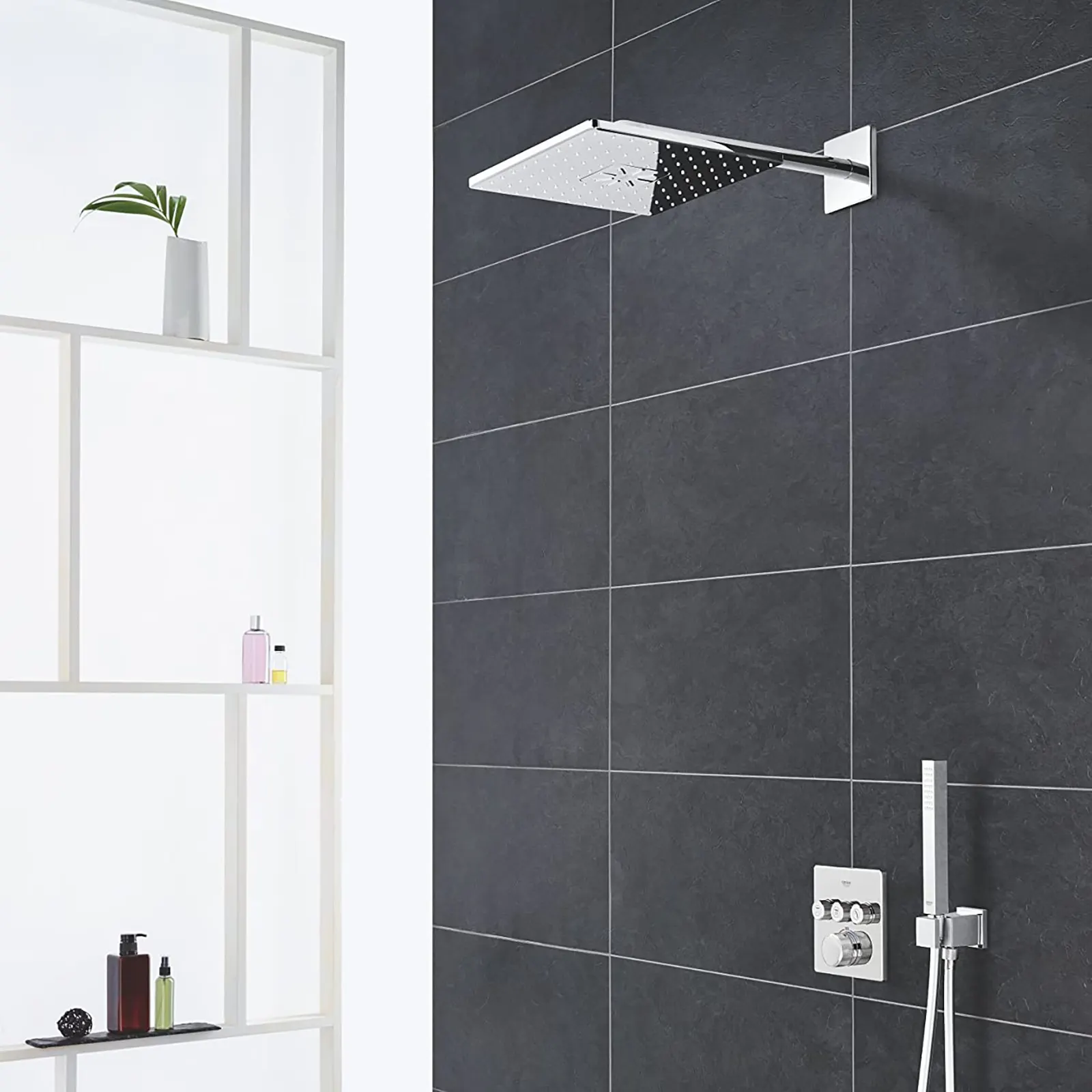 KIT BRAZO Y CABEZA CUADRADA A PARED 310MM RAINSHOWER